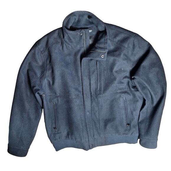 Tahari Men's XL Navy Blue Wool Blend Winter Ski Lined Bomber All Occasion Coat - Picture 2 of 6